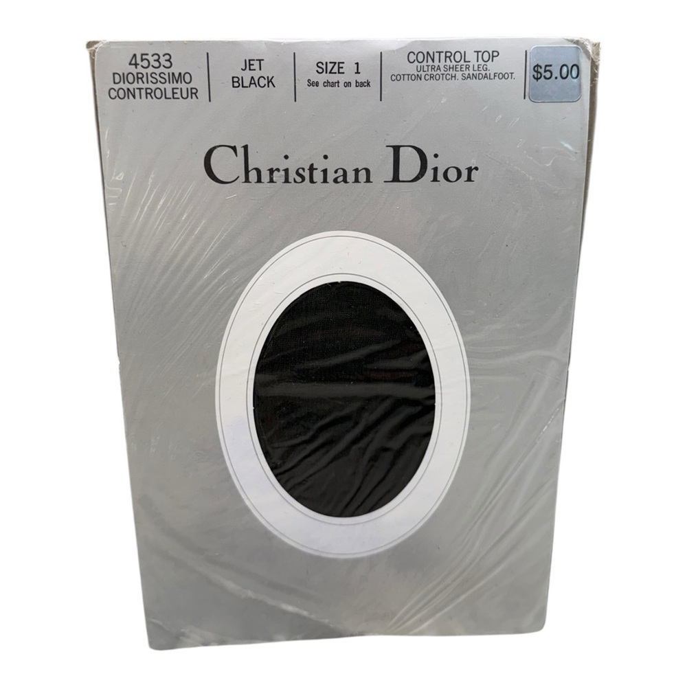 Christian Dior Diorissimo Ultra Sheer Control Top Pantyhose Size 1 Jet Blk 4533